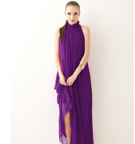 Womens Evening Party elegant fashion loose dress Formal Chiffon Sleeveless Prom Long Maxi dress robe femme dresses Lady frocks