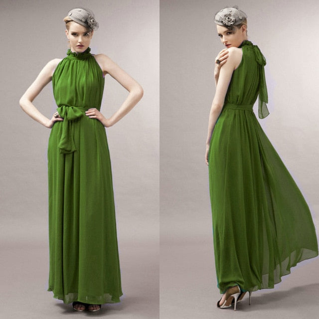 Womens Evening Party elegant fashion loose dress Formal Chiffon Sleeveless Prom Long Maxi dress robe femme dresses Lady frocks