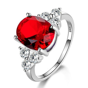 Women's Rings 925 Sterling Silver Jewelry Ring With Oval Cut AAAAA Royal Blue Red Emerald Green Olive Zircon Ring Wedding Gifts
