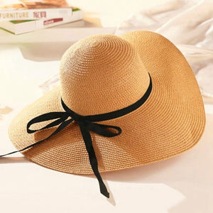 Summer Fashion Floppy Straw HatsSun Hats For Women UV Protection Casual Vacation Travel Wide Brimmed Sun Hats Foldable Beach Hat