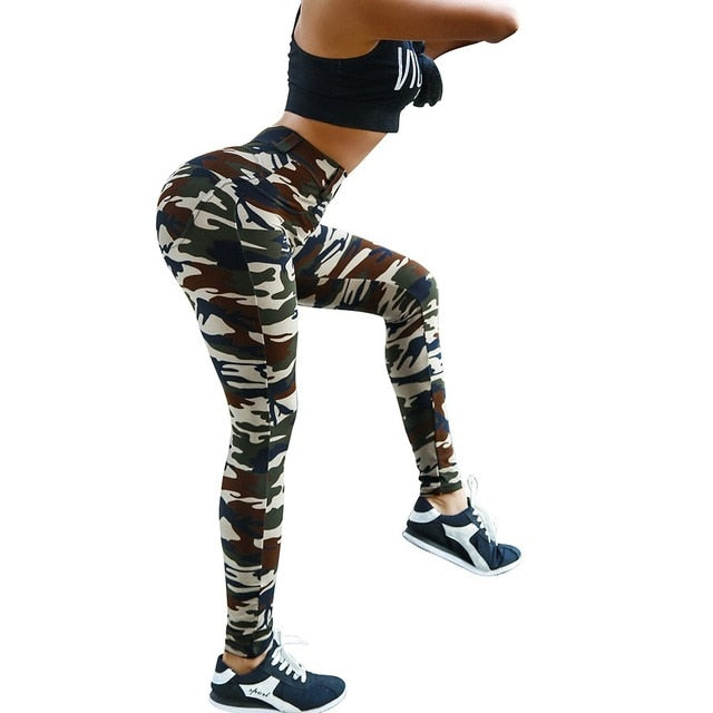 BEFORW Casual Camouflage Womens Leggins Printing Elasticity Leggings Camouflage Fitness Pant Sexy Skinny High Waist Legging