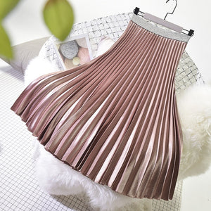 Sherhure 2019 High Quality Women Summer Pleated Skirt Stretch High Waist Women Long Skirt Female Jumper Women Midi Skirt Saia