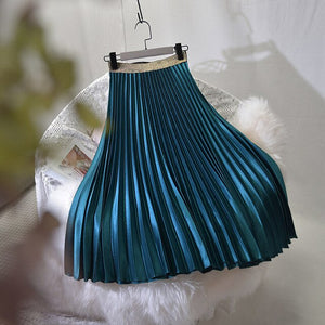 Sherhure 2019 High Quality Women Summer Pleated Skirt Stretch High Waist Women Long Skirt Female Jumper Women Midi Skirt Saia