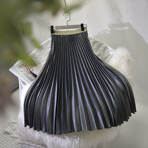 Sherhure 2019 High Quality Women Summer Pleated Skirt Stretch High Waist Women Long Skirt Female Jumper Women Midi Skirt Saia