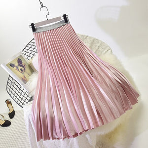 Sherhure 2019 High Quality Women Summer Pleated Skirt Stretch High Waist Women Long Skirt Female Jumper Women Midi Skirt Saia