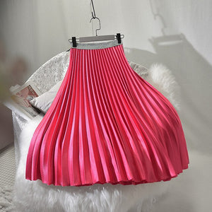 Sherhure 2019 High Quality Women Summer Pleated Skirt Stretch High Waist Women Long Skirt Female Jumper Women Midi Skirt Saia
