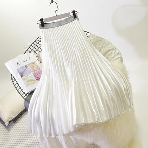 Sherhure 2019 High Quality Women Summer Pleated Skirt Stretch High Waist Women Long Skirt Female Jumper Women Midi Skirt Saia