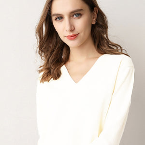 Ladies V Neck Knitted Sweater Women Pullovers  Jumper Spring Autumn Basic Women Sweaters Pullover Soft Slim Top Knitwear Female