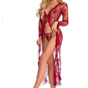 Erotic Hot Perspective Sexy Lace Lingerie Women Babydoll Kimono Robe Sexy Underwear Plus Size Porno Sexi Langerie Sexy Costumes