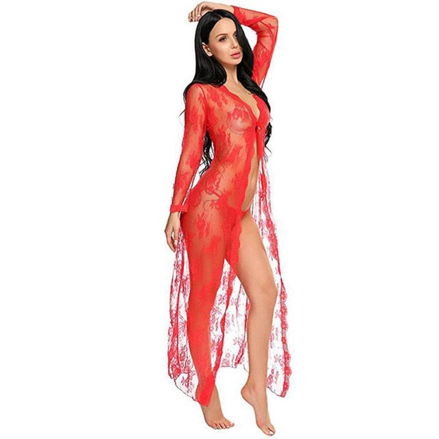 Erotic Hot Perspective Sexy Lace Lingerie Women Babydoll Kimono Robe Sexy Underwear Plus Size Porno Sexi Langerie Sexy Costumes