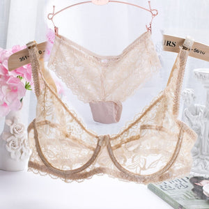 2019 Hollow Sexy Lingerie Bra Set Women Underwear Push Up Bra Mesh Bralette Erotic Lingerie Ultrathin Vintage Lace Lingerie Set