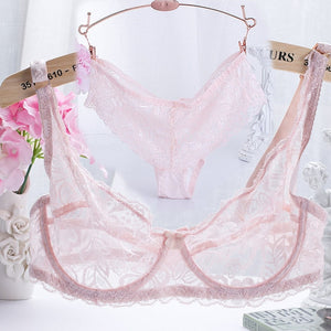 2019 Hollow Sexy Lingerie Bra Set Women Underwear Push Up Bra Mesh Bralette Erotic Lingerie Ultrathin Vintage Lace Lingerie Set