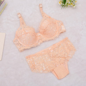 2019 Hollow Sexy Lingerie Bra Set Women Underwear Push Up Bra Mesh Bralette Erotic Lingerie Ultrathin Vintage Lace Lingerie Set