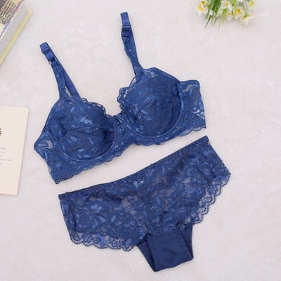2019 Hollow Sexy Lingerie Bra Set Women Underwear Push Up Bra Mesh Bralette Erotic Lingerie Ultrathin Vintage Lace Lingerie Set