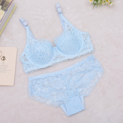 2019 Hollow Sexy Lingerie Bra Set Women Underwear Push Up Bra Mesh Bralette Erotic Lingerie Ultrathin Vintage Lace Lingerie Set