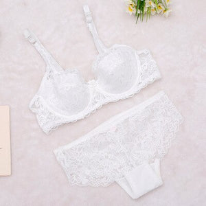 2019 Hollow Sexy Lingerie Bra Set Women Underwear Push Up Bra Mesh Bralette Erotic Lingerie Ultrathin Vintage Lace Lingerie Set