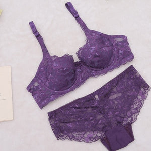 2019 Hollow Sexy Lingerie Bra Set Women Underwear Push Up Bra Mesh Bralette Erotic Lingerie Ultrathin Vintage Lace Lingerie Set