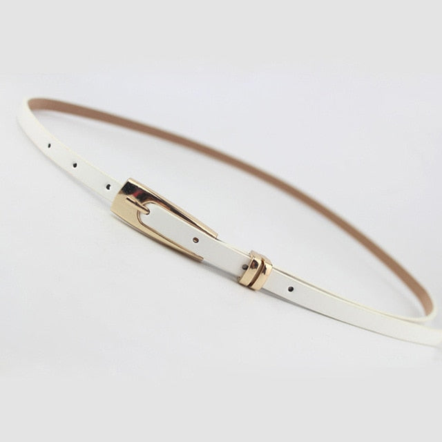 New 8 Colors Thin Pu Leather Belt Female Red Brown Black White Yellow Waist Belts For Women Dress Strap Wholesale