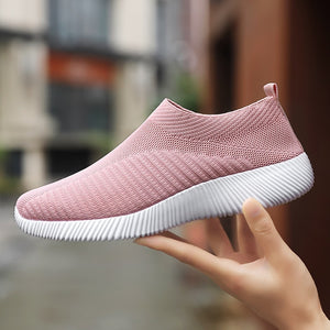 Women's Casual Vulcanized Shoes Woman Mesh Sneakers Women Knitted Flat Ladies Slip On Female Footwear Size 42 Feminino Zapatos