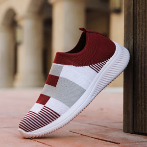 Women's Casual Vulcanized Shoes Woman Mesh Sneakers Women Knitted Flat Ladies Slip On Female Footwear Size 42 Feminino Zapatos