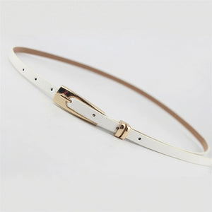 New Arrival Candy Color Thin Pu Leather Belt Female Red Brown Black White Yellow Waist Belts for Women Dress Strap Hot Sale