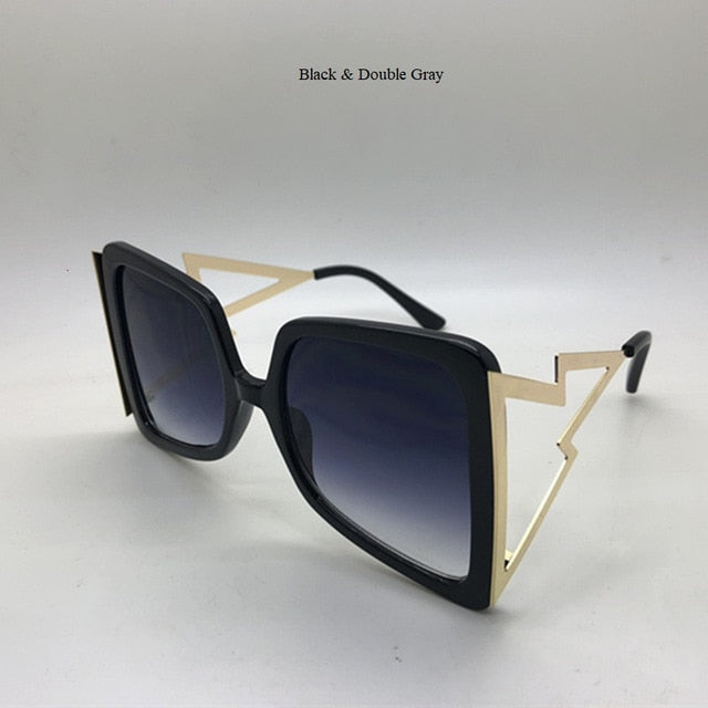 Hollow Oversize Square Sunglasses For Women 2020 New Fashion Bow Shape Bee Sun Glasses Female Gradient Black Pink Big Shades
