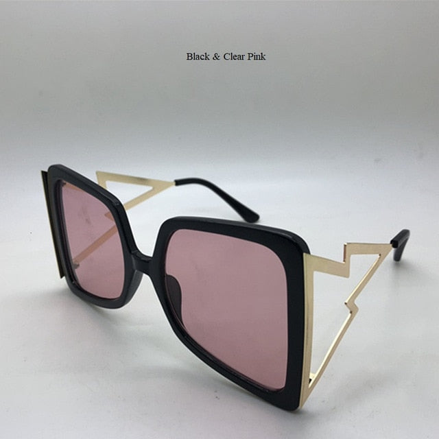 Hollow Oversize Square Sunglasses For Women 2020 New Fashion Bow Shape Bee Sun Glasses Female Gradient Black Pink Big Shades