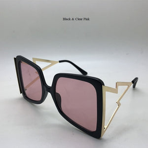Hollow Oversize Square Sunglasses For Women 2020 New Fashion Bow Shape Bee Sun Glasses Female Gradient Black Pink Big Shades