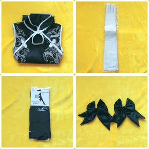 HSIU Sora Kasugano cosplay cheongsam  Yosuga no Sora Cosplay clothing White or black costume+Gloves + Socks + High heels+Wig