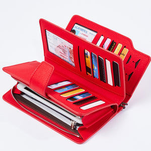 Women Wallet Female Purse Leather Wallet Long Coin Purse Card Holder Money Clutch Wristlet Multifunction Carteira Feminina