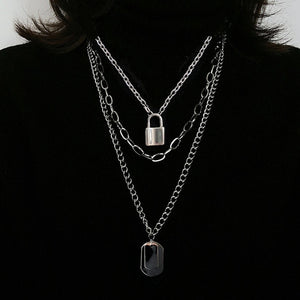 AOMU 2020 Fashion Multilayer Hip Hop Long Chain Necklace For Women Men Jewelry Gifts Key Cross Pendant Necklace Accessories