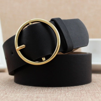 PU Leather New Round Buckle Women's Belt Wild Skirt Denim Pants belt Explosive accessories belt feminino cinturones