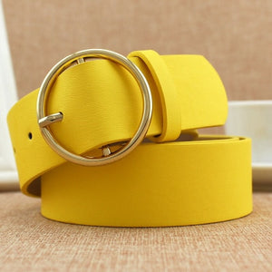 PU Leather New Round Buckle Women's Belt Wild Skirt Denim Pants belt Explosive accessories belt feminino cinturones