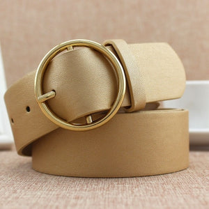 PU Leather New Round Buckle Women's Belt Wild Skirt Denim Pants belt Explosive accessories belt feminino cinturones