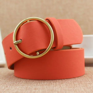 PU Leather New Round Buckle Women's Belt Wild Skirt Denim Pants belt Explosive accessories belt feminino cinturones