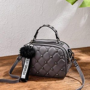 Mini PU Leather Crossbody Bags For Women 2020 Hair ball Shoulder Messenger Bag Ladies Small Rivet Handbags Travel Hand Bag