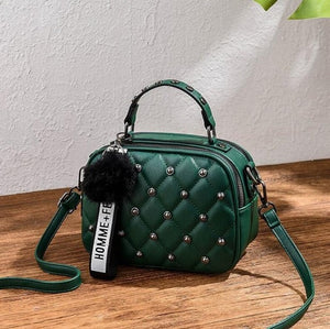 Mini PU Leather Crossbody Bags For Women 2020 Hair ball Shoulder Messenger Bag Ladies Small Rivet Handbags Travel Hand Bag