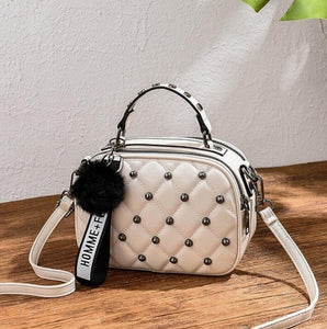 Mini PU Leather Crossbody Bags For Women 2020 Hair ball Shoulder Messenger Bag Ladies Small Rivet Handbags Travel Hand Bag