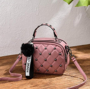 Mini PU Leather Crossbody Bags For Women 2020 Hair ball Shoulder Messenger Bag Ladies Small Rivet Handbags Travel Hand Bag