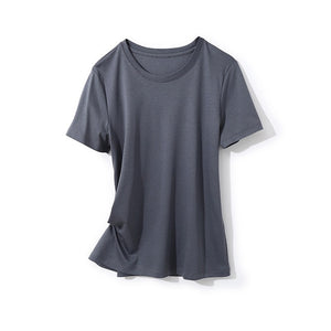 SuyaDream Women Solid T shirts Cotton and Silk mix Plain O neck Short Sleeved Shirts 2020 Summer Candy Colors Basic Top