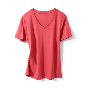 SuyaDream Women Solid T shirts Cotton and Silk mix Plain O neck Short Sleeved Shirts 2020 Summer Candy Colors Basic Top