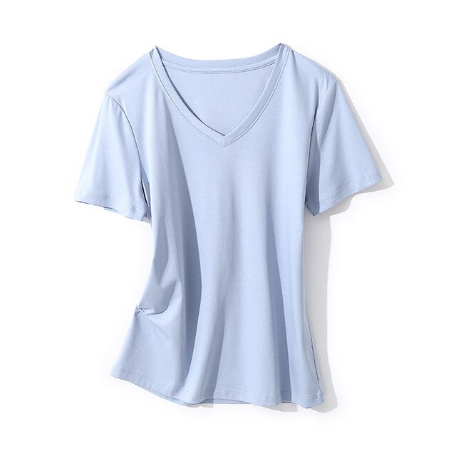 SuyaDream Women Solid T shirts Cotton and Silk mix Plain O neck Short Sleeved Shirts 2020 Summer Candy Colors Basic Top