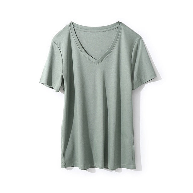 SuyaDream Women Solid T shirts Cotton and Silk mix Plain O neck Short Sleeved Shirts 2020 Summer Candy Colors Basic Top