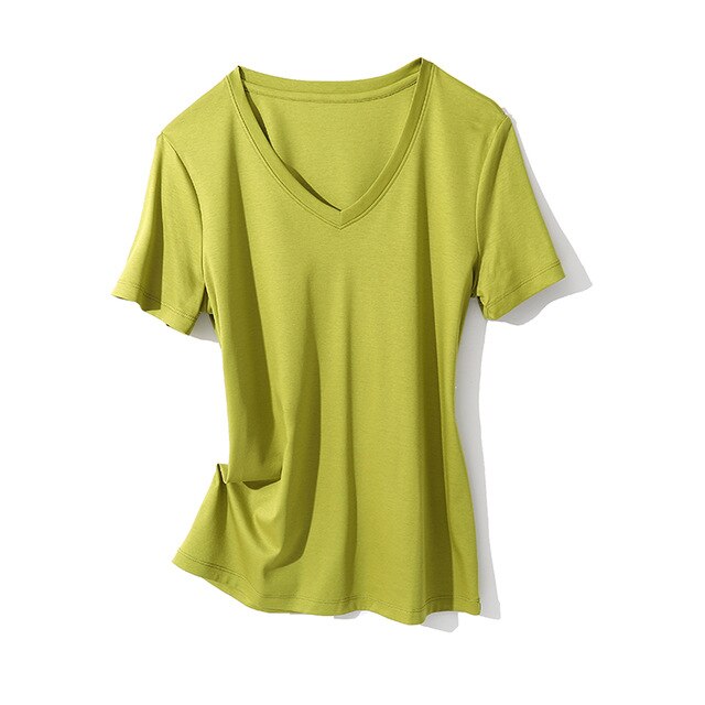 SuyaDream Women Solid T shirts Cotton and Silk mix Plain O neck Short Sleeved Shirts 2020 Summer Candy Colors Basic Top