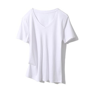 SuyaDream Women Solid T shirts Cotton and Silk mix Plain O neck Short Sleeved Shirts 2020 Summer Candy Colors Basic Top