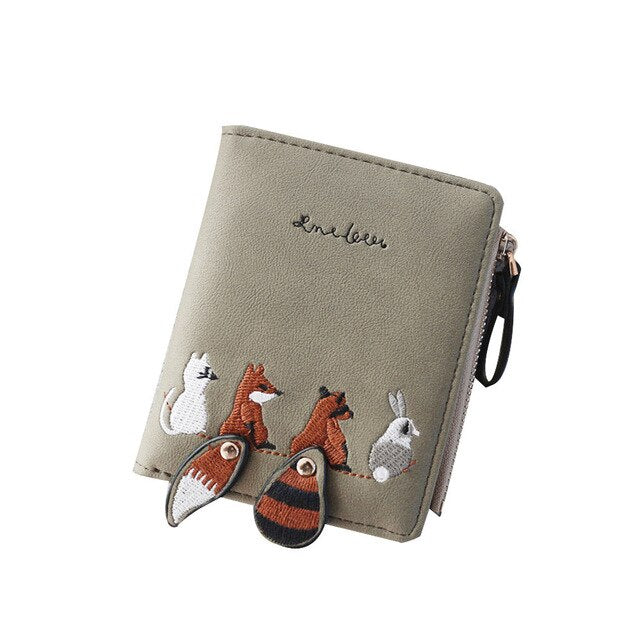 High quality Women's Wallet Lovely Cartoon Animals Short Leather Female Small Coin Purse Hasp Zipper Purse Card Holder For Girls