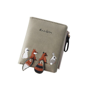 High quality Women's Wallet Lovely Cartoon Animals Short Leather Female Small Coin Purse Hasp Zipper Purse Card Holder For Girls