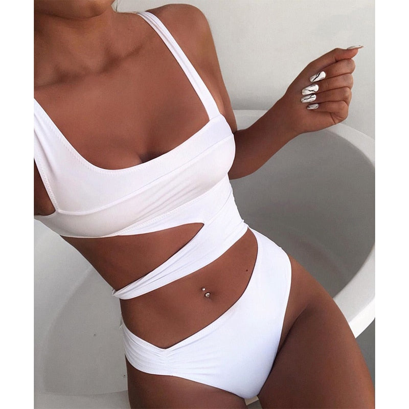 2020 New One Piece Swimsuit Women Push Up String Cut Out Swimwear Thong Sexy Monokini Bathing Suit Beach Swimming Suit For Women