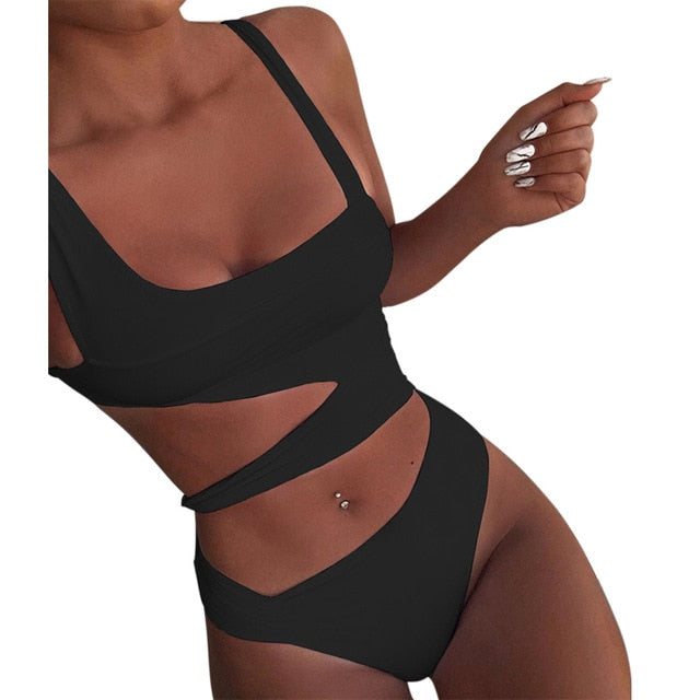 2020 New One Piece Swimsuit Women Push Up String Cut Out Swimwear Thong Sexy Monokini Bathing Suit Beach Swimming Suit For Women
