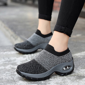 Adisputent New 2019 Summer Women Sneakers Fashion Breathable Mesh Casual Shoes Platform Sneakers For Women Black Sock Sneakers